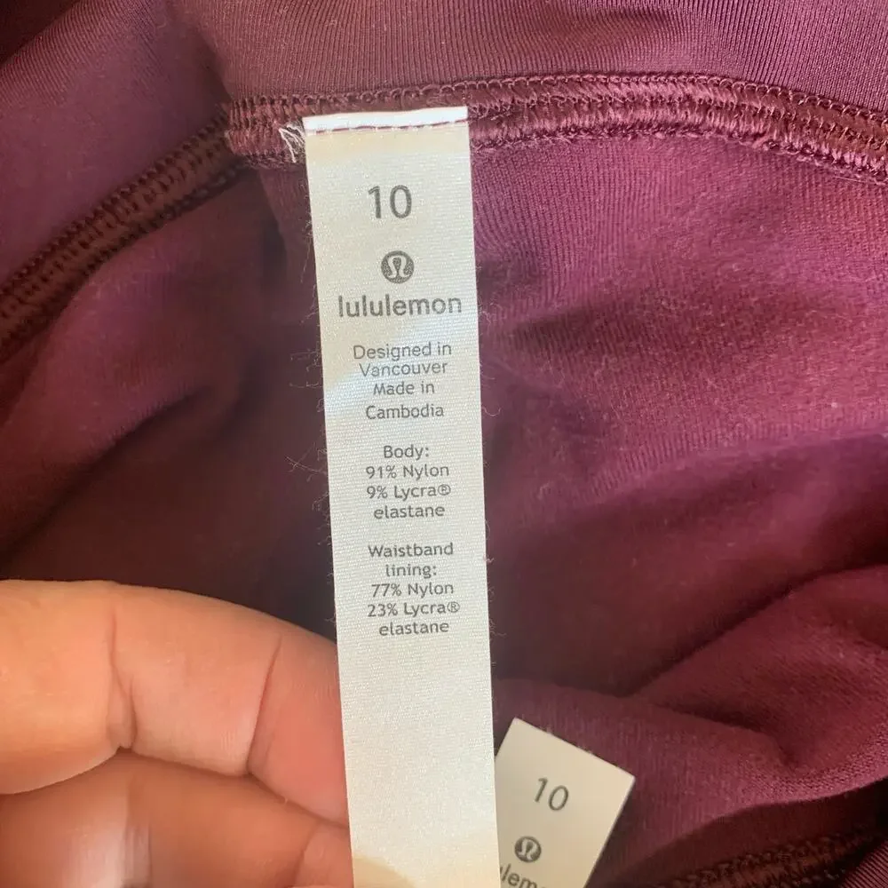 Lululemon Ready To Rulu Tight Leggings in Maroon SZ 10 - Picture 8 of 9